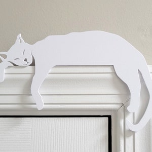 Cat Door Topper, Black Cat Door Corner Sign, Cat Mantel Decor, Cat Lover Gift, Shelf Decor, Cute Adorable Kid Door Decoration, Door Sitter image 4