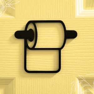 Toilet Paper Door Sign: Black PLA Bathroom Decor (4x3.5 in)