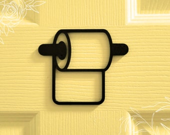 Toilet Paper Door Sign: Black PLA Bathroom Decor (4x3.5 in)