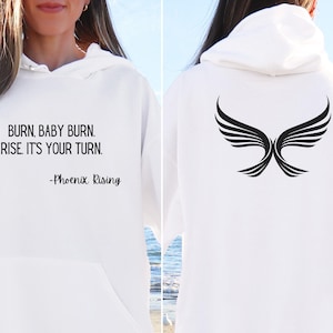 Phoenix Burn pullover hoodie, black phoenix minimalist design, inspirational, Phoenix Rising, eternal bird, birthday gift, casual sweatshirt
