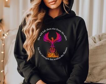 Phoenix Rising, colorful phoenix sweatshirt, inspirational shirts, eternal bird, Gift for Her, casual sweatshirt, phoenix pullover sweats