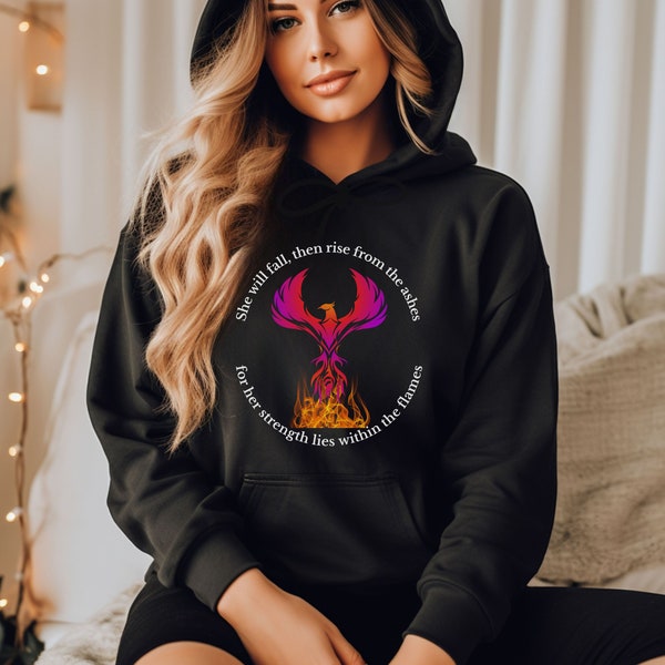 Phoenix Rising, colorful phoenix sweatshirt, inspirational shirts, eternal bird, Gift for Her, casual sweatshirt, phoenix pullover sweats