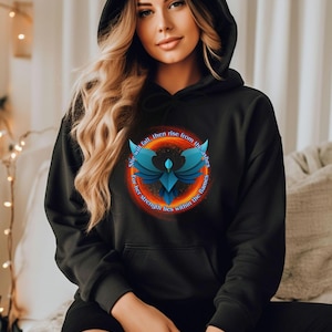 Phoenix Rising, colorful phoenix sweatshirt, inspirational shirts, eternal bird, Gift for Her, casual sweatshirt, phoenix pullover sweats