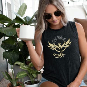 Phoenix Rises Scoop Muscle tank, She Rises, loose fitting gym tank, workout tank top, woman&#39;s t-shirt, inspirational tank, sleeveless