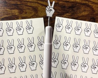 Mini Peace Sign Stickers, Tiny Vinyl Peace Hand, Cute Aesthetic Planner Stickers, Water Resistant Laptop Sticker Pack