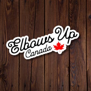 Sticker Elbows Up Canada - vinyl, gestanst, waterbestendig, ondersteuning weergeven