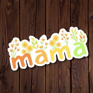 Cadeau maman, sticker maman avec fleurs sauvages, ambiance rétro, cadeau pour maman