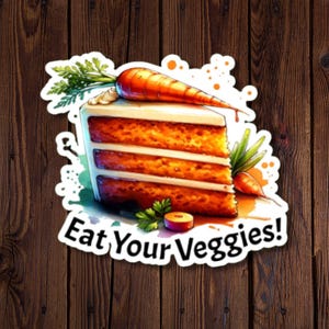 Sticker aquarelle gâteau aux carottes, « Mangez vos légumes », vinyle résistant à l'eau, découpé
