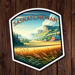 Sticker belle province, Saskatchewan, célébrez les provinces et les territoires du Canada avec de superbes motifs
