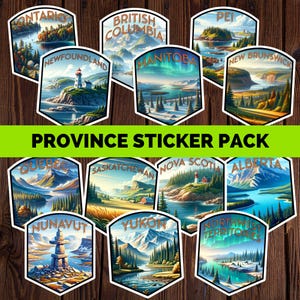 Magnifique lot d'autocollants provinciaux, obtenez les 13 autocollants provinciaux et territoriaux dans un seul paquet, célébrez le Canada avec ces superbes autocollants