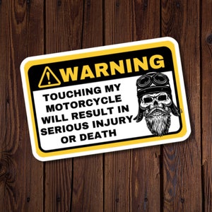 Motorrad-Warnaufkleber, lustiger Motorrad-Aufkleber, Fass mein Motorrad nicht an, Schädel mit Bart, Moto-Aufkleber