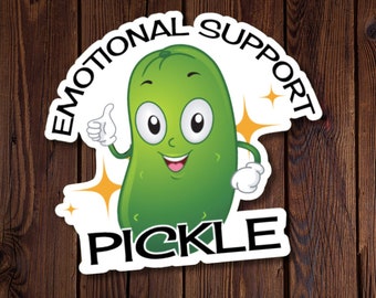 Emotional Support Pickle, Pickle lover, gift for pickle lovers, water resistant die cut sticker, rjdesignsstickers