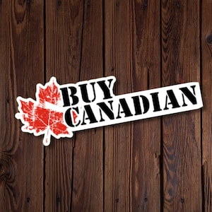 Koop Canadian Bold Sticker – Support Local, Proudly Canadian, verweerd esdoornblad, gemaakt in Canada