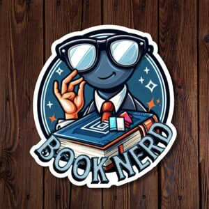 Sticker nerd livre, cadeau amusant pour les amoureux des livres et tous ceux qui aiment lire, autocollant pour bouteille d'eau, kindle, cahier, mec mignon avec des lunettes