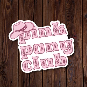 Sticker rose poney club, sticker découpé résistant à l'eau pour filles de la campagne, cadeau pour amoureux des chevaux, chapeau de cowboy rose
