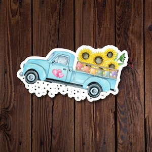 Autocollant camion avec tournesols, belle aquarelle, vinyle, résistant à l'eau, idéal pour les ordinateurs portables, les bouteilles d'eau, cadeau pour les amateurs de tournesol
