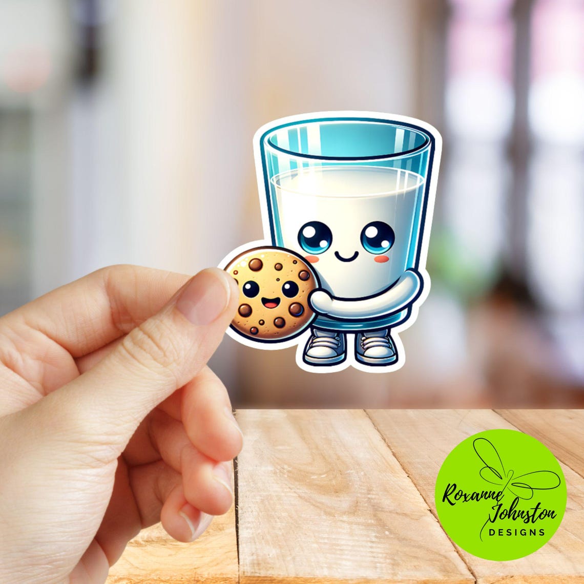 Cute Milk & Cookie Sticker - Happy Cartoon Vinyl, Water-resistant, Die ...