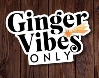Ginger Vibes Only Funny Redhead Sticker – Celebrate Your Fiery Personality, retro style