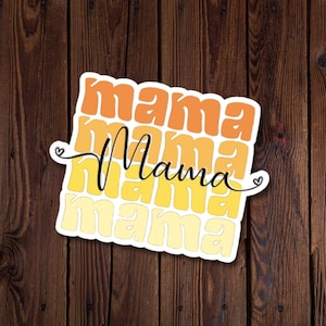 Sticker Groovy Mama, ambiance rétro, vinyle autocollant résistant à l'eau, design audacieux et ludique, disponible en emballages de plusieurs