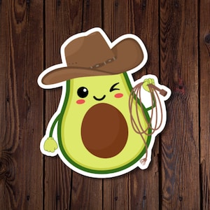 Cowboy Avocado-Aufkleber, Cowboy-Hut, Lasso, Guacamole, rjdesignsstickers