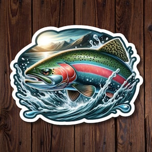 Sticker pêche, truite arc-en-ciel, sticker poisson