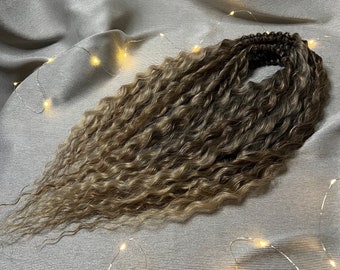 Mix Set of curly Dreadlocks 55 cm (21,65 inch)  Natural look Syntetic curly Hair extensions double ended dreads Natural colour