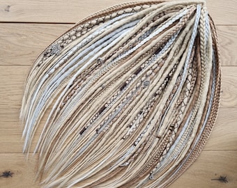Set of crochet dreads and braids Synthetic double or single ended  Accent dreads and braids Custom dreadlocks DE  Color blonde and white