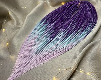 Ready to ship. Full set synthetic braids Double ended  LENGTH: 50cm (19,7 inch) DE classic  Reusable Colour ombre purpl blue lavander