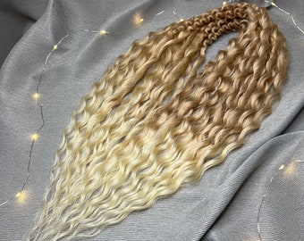 Set of curly Dreadlocks 55 cm (21,65 inch)  Natural look Syntetic curly Hair extensions double ended dreads Natural color