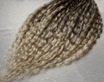 Set of curly Dreadlocks 55 cm (21,65 inch)  Natural look Syntetic curly Hair extensions double ended dreads Natural color