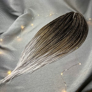 Synthetic braids Double or single ended braids Full set DE or SE classic braids Reusable Color ombre dark brown to brown to grey