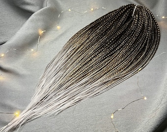 Synthetic braids Double or single ended braids Full set DE or SE classic braids Reusable Color ombre dark brown to brown to grey