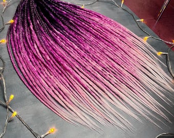 Festival Ombre Dreads and braids in Pink & Plum  Boho Crochet dreadlocks, single or double ends Custom Hair Extensions