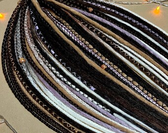 Set gehaakte synthetische dreadlocks en vlechten zoals natuurlijke dubbele enkeldraads Met accentaccessoires Kleur donkerbruin, blond, lavendel