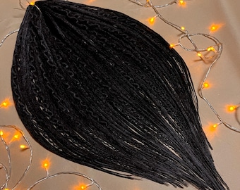 Set of crochet dreads with curly dreads like natural Synthetic double or single ended  Accent dread Custom dreadlocks DE  Color black