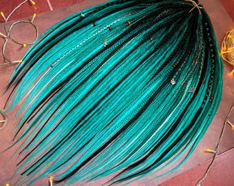 Festival Ombre Dreads in Emerald & black — Boho Crochet Braids, Custom Hair Extensions