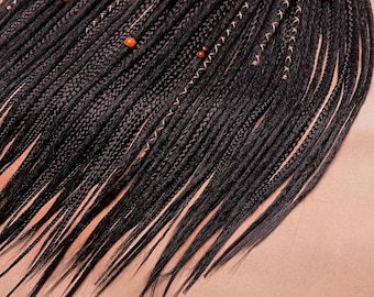 Set of synthetic crochet dreads and braids natural look double or single ended With accent accessories Color dark brown