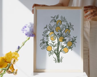 Digital Art Download - Hand drawn Citrus Florida Orange Tree - Digital Print for Personal Use