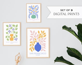 Digital Art Download - Hand drawn Floral Bouquets with US Cities - Digital Print for Personal Use