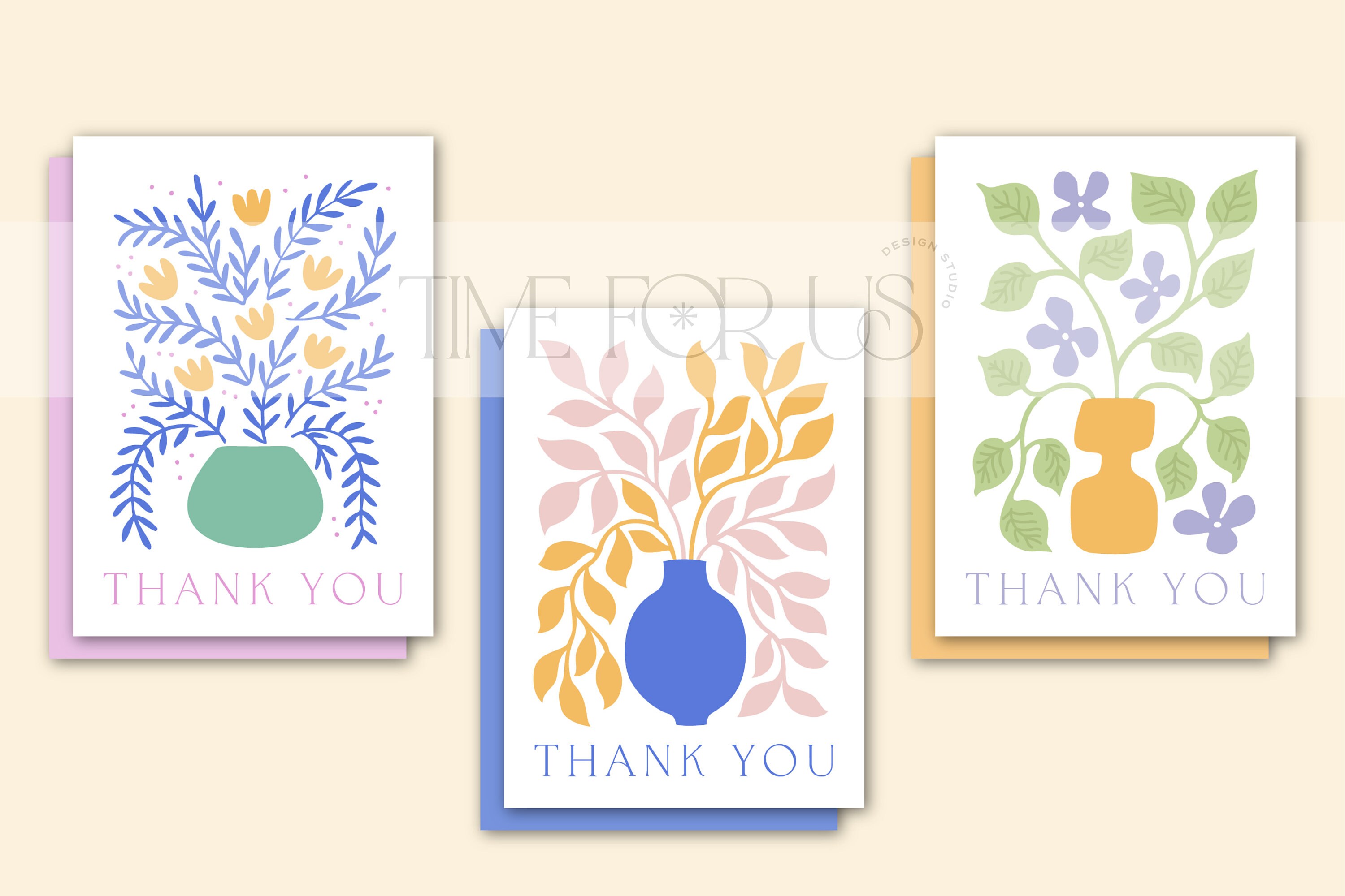 Printable Thank You Cards Instant Download A6 Cards - Hand Drawn Flower ...