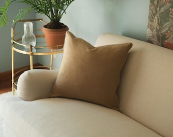 Margaret Solid Beige Linen Designer Decorative Throw Pillow Cover 20" x 20"