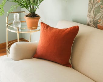 Margaret Solid Red Linen Designer Decorative Throw Pillow Cover 20" x 20"