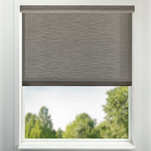 Gray Room Darkening Window Shades USA MADE Custom Roller Shades Window Treatment Room Darkening Window Shade Motorized Shade