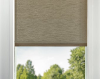 Latte Colored Room Darkening Window Shades USA MADE Custom Roller Shades Window Treatment Room Darkening Window Shade Motorized Shade