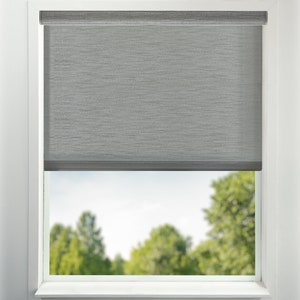 Gray Light Filtering Window Shades USA MADE Custom Roller Shades Window Treatments Light Filtering Window Shade Motorized Shade