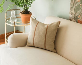 Rose Stripe Linen Designer Decorative Throw Pillow Cover 20" x 20"