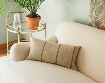 Rose Stripe Lumbar Designer Decorative Throw Pillow Cover 12" x 24"