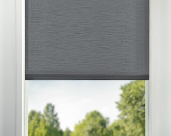 Gray Room Darkening Window Shades USA MADE Custom Roller Shades Window Treatments Light Filtering Window Shade Motorized Shade