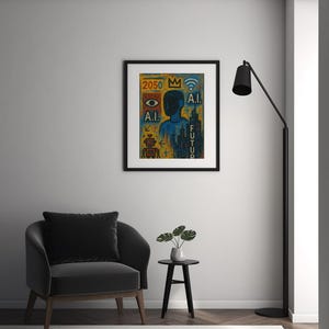 Machine Gospel: Alternate Spectrum 2050 | Basquiat Style Painting - Instant Download - Neo Expressionism Artwork