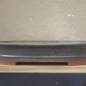 Bonsai-kruka 40 cm oval glaserad brun grå blå handgjord